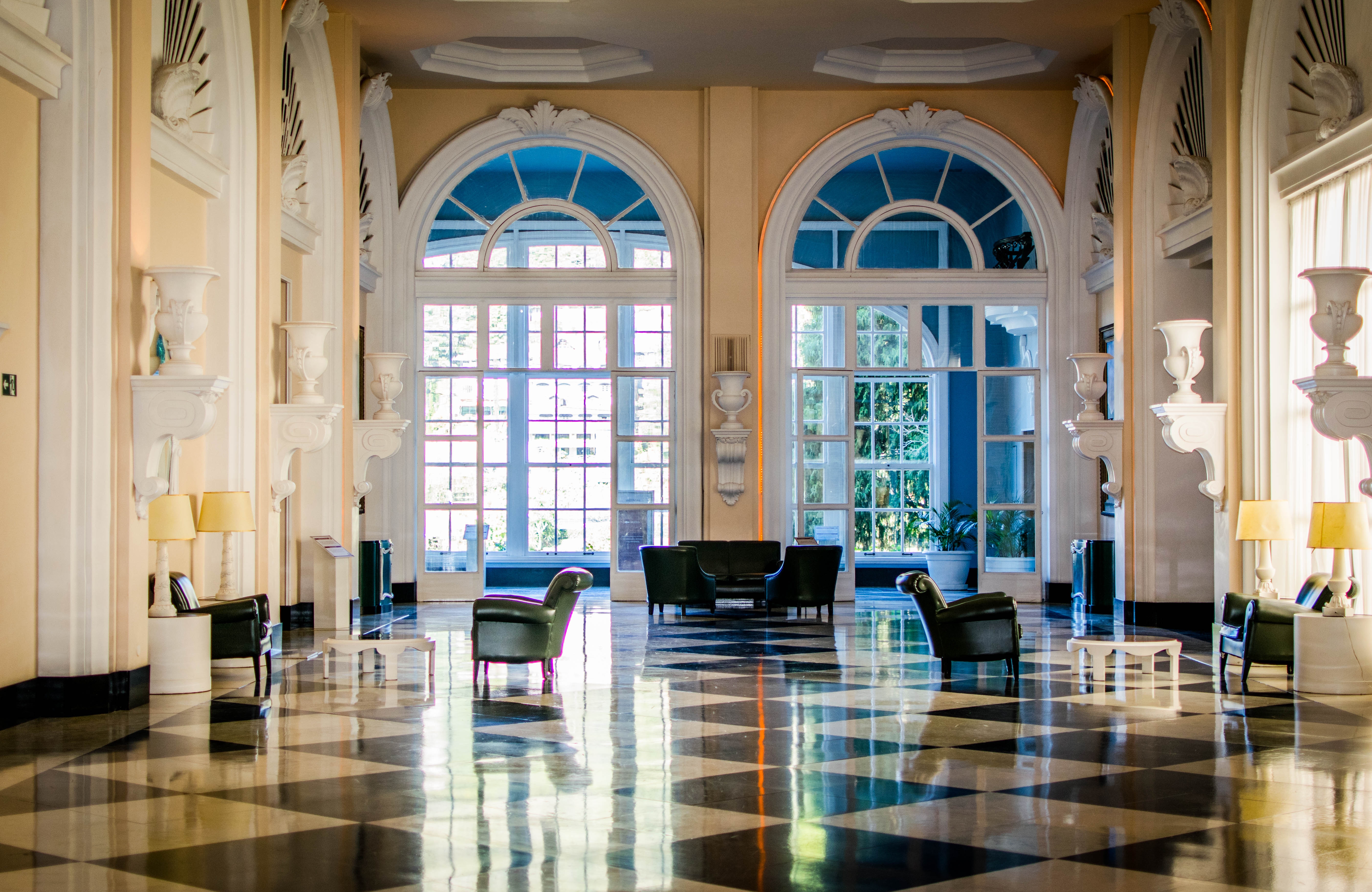 lobby social area with arched doorways